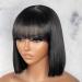 LUVME HAIR 10 Inch Short Black Bob Wig with Bangs Human Hair Yaki Straight Bang Bob Wig Glueless Minimalist 2x1 Lace Scalp Bob Bang Wig For Women 10 Inch Black Bob Wig with Bangs