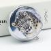 Round Blue Eyed Snow Leopard Print Pill Box | 3 Compartment Portable Pill Organizer | Decorative Metal Pocket Medicine Case - Buy Online on GoSupps.com