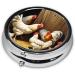 Farm Chickens Printed Mini Round Pill Box | 3 Compartment Portable Pill Organizer for Travel & Home Use - Buy Online on GoSupps.com