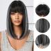 Allbell 14-Inch Brown Bob Wig with Bangs - Heat Resistant Synthetic Wig for Daily Use - Black with Gray - Buy Online on GoSupps.com