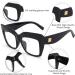 FEISEDY Women's Square Oversized Blue Light Filtering Reading Glasses B2627 - Stylish Black 2.0x for Eye Protection - Buy Online on GoSupps.com