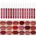 18PCS Matte Liquid Lipstick Set,Dark Red Matte Lipstick Lip Stain Long Lasting 24 Waterproof Lip Gloss Gift Set,Lipstick Sets for Women