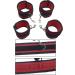 Adjustable Soft Nylon Wrist and Ankle Handcuffs Set in Red with Eye Mask - Comfortable and Stylish Bondage Kit - Buy Online on GoSupps.com