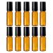 Bodhi2000 10 x empty refillable amber-colored glass rolls with stainless steel scooter for essential oil aromatherapy perfume and lip balm 5 ml/10 ml