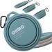 Ohmo foldable dog bowl 800ml for medium -sized to large pets travel bowl dog portable drinking bowl water bowl for dogs on the way extra thicker (light blue) 800ml light blue
