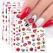 JMEOWIO 12 Sheets Valentines Day Heart Nail Art Stickers Decals Self-Adhesive Colorful Cute Nail Supplies Nail Art Design Decoration Accessories