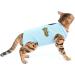 Selmai Medical Pet Shirt - Soft Cotton E-collar Alternative for Post-Op Dogs & Cats | Wound Protection & Nursing Clothing in Blue - Size S - Buy Online on GoSupps.com