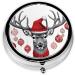 Funny Christmas Moose Mini Round Pill Box | Portable 3 Compartment Pill Organizer for Travel Home & Office - Buy Online on GoSupps.com