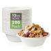 Vplus 200 Pack 12 OZ Paper Bowls Disposable Compostable Bowls Bulk Eco-friendly Bagasse Bowls Heavy-duty Bowls Perfect for Milk Cereals Snacks Salads 12OZ White