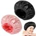 loraleo 2Pcs Shower Caps for Women Reusable Extra Large Shower Cap Bonnet de Douche Triple Layers Bathing Cap with Terry Cloth Liner Silky Satin Waterproof Bath Caps for Long Short Hair