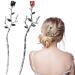 Noverlife 2PCS Rose Hair Sticks  Retro Rose Hair Chopsticks Metal Flower Hair Fork  Alloy Hair Pins Chignon Hair Clips for Bun Blossom Hair Styling Vintage Flower Hair Accessories for Women Girls