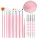 Resin Nail Art Palette Nail Art Painting Mixed Color Palette  Gold Edge Nail Gel Color Makeup Display Board(Pink) 20Pcs Nail Art Brushes and Double-Ended Nail Dotting Tool for Nails