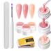 Nude Builder Gels Nail Kit 3 Colors Nail Extension Gel Kit for Nails 3Pcs*8g Nude Samlon Nude Light Nude UV/LED Building Strengthen Gel with Brush and 20Pcs Nail Forms for Nails Art