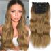 Clip in extensions hair extension braid like real hair cheap hair part extensions synthetic art hair for women long double weft hair part full head 4-Pcs ombre dark blonde 50cm 200g r8/27 ombre light brown