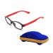 Children's Glasses Frame Without Prescription Clear Lens for Boys & Girls Age 5-12 + Glasses Case Black Red