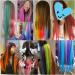 Hair Piece 22" Synthetic Long Straight Rainbow Highlight Colored Hair Extensions Clip In One Piece Ombre Pink Purple Green Yellow For Women(CFP-130) - Buy Online on GoSupps.com
