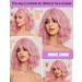 WOKESTAR Bob Curly Wig 12 Light Pink with Fringe - Short Synthetic Wavy Wig for Women - Buy Online on GoSupps.com