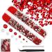 4200 Pcs Red Rhinestones Nail Gems Siam Red Round Flatback Stones Assorted SS6-SS20 to K9 Glass Non-Hotfix Ruby Red Nail Crystals Jewels Nail Art Nail Charms for Nails Eyes Face Makeup Crafts DIY Red Nail Round Flatback rhinetones