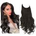 SARLA Hair Extension 18 Inch Invisible Adjustable Wire Hair Piece Curly Wavy Long Synthetic Hairpieces for Women Natural Heat Temperature Fiber (18 Inch (Pack of 1) Black Brown) 18 Inch (Pack of 1) Black Brown