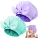 2 Pieces Shower Caps Adjustable Bow-knot Bath Hair Caps Reusable Waterproof Turban Shower Hat Bath Cap for Women Girl Beauty Hair Spa Bathing Home Travel (Cyan, Purple)