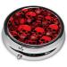 Red Skulls Printed Mini Round Pill Box - 3 Compartment Portable Organizer for Travel Home & Office Use - Buy Online on GoSupps.com