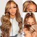 XNJ Highlight Ombre Lace Front Wig Human Hair 5/27 Colored Body Wave Honey Blonde Lace Frontal Wigs 13x4 HD Transparent Lace Frontal Wigs Pre Plucked with Baby Hair Human Hair Wigs for Women 150% Density 22 inch 22 Inch ...