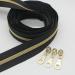 Leekayer 5 Gold Metallic Nylon Coil Zippers by The Yard - 10 Yards Black Tape with 25pcs Gold Sliders - DIY Sewing, Tailor Craft Bag - Black & Gold - Buy Online on GoSupps.com