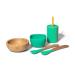 Avanchy Bamboo La Petite Family Collections Gift Set Green - Includes Mini Bamboo Bowl  Silicone Bowl  Silicone Cup  and Bamboo Baby and Infant Spoons - Baby Dishes Set - Baby Shower Gifts
