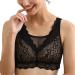 YUYUCH Soft Lace Minimizer Bras for Women Wire Free Comfort Daily Mesh Bras 95C Black