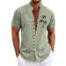 Shop Rosennie Men's Hawaii Shirt - Stand-Up Collar Short Sleeves Oversized Mint Green Beach Shirt | Perfect for Summer Vacations - Buy Online on GoSupps.com
