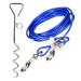 16ft(5M) Dog Tie Out Cable with 18" Spiral Ground Stake Spike - Out for Outdoor Yard and Camping - Small to Medium Dogs (16ft(5M) cable 18" stake Blue) 5M Blue