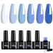 LKE Gel Nail Polish Set Summer 6 Color Light Baby Ocean Blue White Gel Polish Set Gel Nail Kit Soak Off U V/LED Nail Lamp Nail Art Design Manicure Pedicure for Home DIY & Salon Gifts Baby Blue