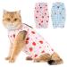 Avont 2 pieces Katzenbody after op recovery suit clothing modal recovery spay weaning dull protection suit for cat abdominal wounds or skin diseases-L cherry/strawberry Large cherry/strawberry
