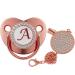 Personalized Bling Pacifier Rose Gold Baby Pacifier Clip with Initial Letter Newborn Customized Name Pacifier Clip Baby Soother Baby Shower Anniversary Birthday Gifts (A)