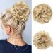 Hair part with rubber band Messy Bun Hair parts hair extension large bun hair part hair tie lured with hair synthetic hair extensions ponytail hair (27h613 (strawberry blonde & blonde bleach)))