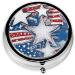 Patriotic Stars & Stripes Mini Round Pill Box | 3 Compartment Travel Organizer | Independence Day Pill Case for Home & Office - Buy Online on GoSupps.com