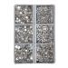 FEIlei 6 Grids Box Set Flat Back Rhinestones and Small Round Diamond Combination for DIY Nail Art Accessories Crystals