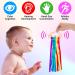 Baby Sensory Ribbon Ring Toys - Set of 2 | Rainbow Rattle & Natural Wooden Teether for 6-12 Month Babies | Montessori Sensory Toy - Buy Online on GoSupps.com