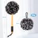 Shower Loofah Back Sponge on a Stick 80g - Large Exfoliating Body Scrubber with Long Wooden Handle - Black with White - 2 Pack - Buy Online on GoSupps.com