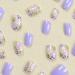 24pcs Purple Flower Press On Nails | Short Square False Nails with Glue | Fashionable Cute Design for Women and Girls - Buy Online on GoSupps.com