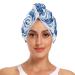 Shibori Waves Blue White Line Art Hair Towel 2 Pack Super Absorbent Hair Drying Towel Quick Dry Hair Turbans Head Towel with Button Twisty Wrap for Women Girls