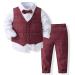 Volunboy Baby Boys Gentleman Suit Toddler Formal Waistcoat Outfit Wedding Shirts + Vest +Bow Tie 4 PCS Set 2-3 Years Red Plaid
