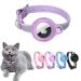 Airtag cat neck band leather Airtag collar cat reflectively adjustable GPS cat neck band Airtag case for tracking cat anti-lost airtail cat for large/medium-sized/small cat (s purple small (24-31) purple