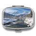 Pill Box Winter Landscape in The Bavarian Alps Print 2 Compartment Medicine Pill Case Pill Organizer Decorative Metal Portable Pill Box for Pocket Or Purse