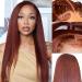 Reddish Brown Straight 13X6 HD Lace Front Wigs Human Hair 180% Density Auburn Lace Front Wigs Human Hair 22 Inch Pre Colored with Baby Hair Glueless Bone Straight Wigs Copper Red Lace Front Wig Human Hair 33B 13x6 Reddis...