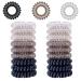 Vegcoo 18 pieces three -colored telephone cable hair tie set spiral telephone cable anti -splitz braid rubber hair band spiral hair tie for women and girls