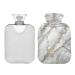 Hot Water Bottle 2L with Cover White Marble with Gold Veins Hot Water Bag for Pain Relief Hand Feet Warmer Winter