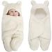 Cute Unisex Newborn Clothes Baby Sleeping Bag Thicken Cotton Blankets Plush Swaddle Blankets Baby Girl Gifts Toys 0 6 Months (White)