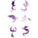 Dopetattoo 6 Sheets Design Temporary Tattoo Phoenix Pink Birds Fake Tattoos Starrynight Neck Arm Chest for Women Adults