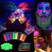 UV Glow Blacklight Face and Body Paint 8-Color 1oz - Day/Night Stage Makeup for Clubbing & Costumes - Buy Online on GoSupps.com